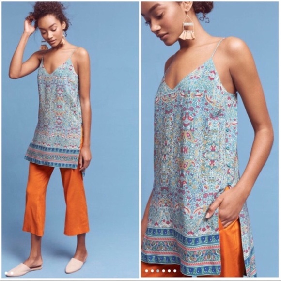 ANTHRO Maeve Anthropologie 100% silk Tunic Dress size 8 Medium - Picture 8 of 11